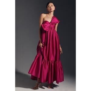 Anthropologie Fuchsia One-Shoulder Maxi Dress